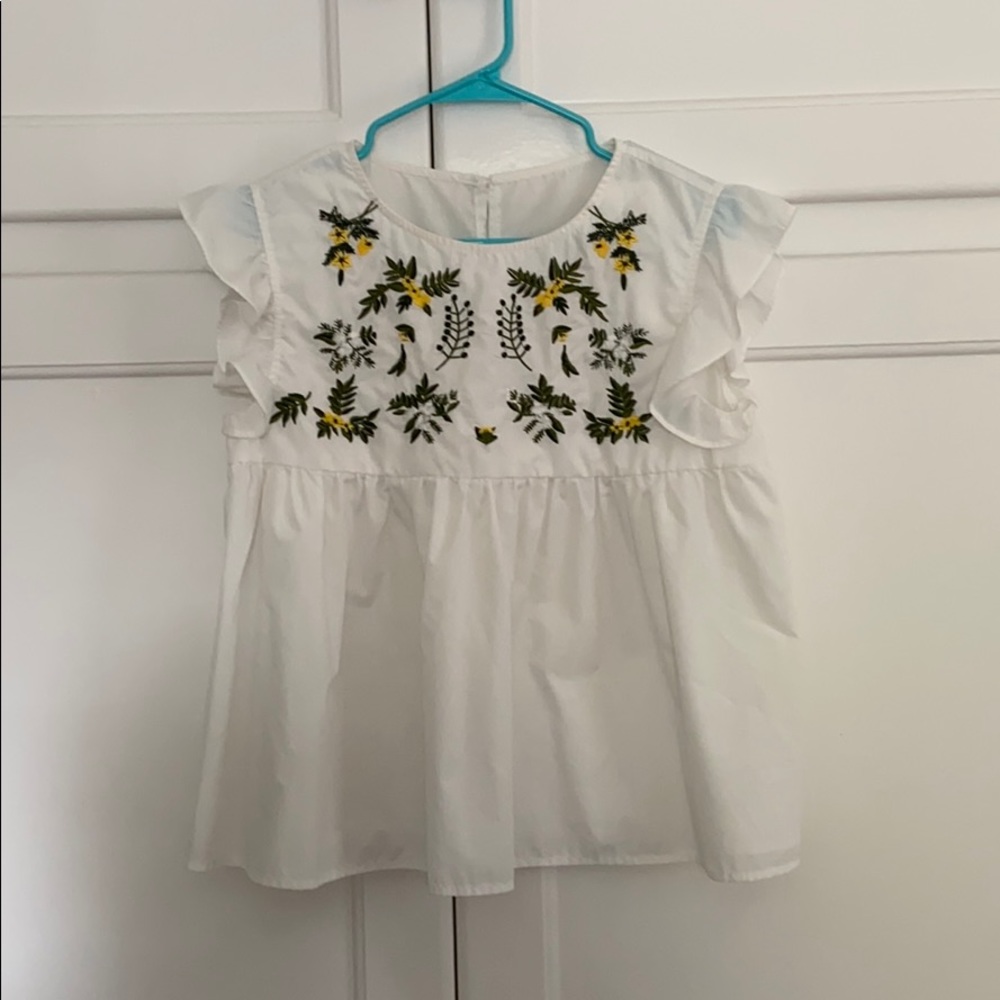 Embroidered Ruffle Blouse